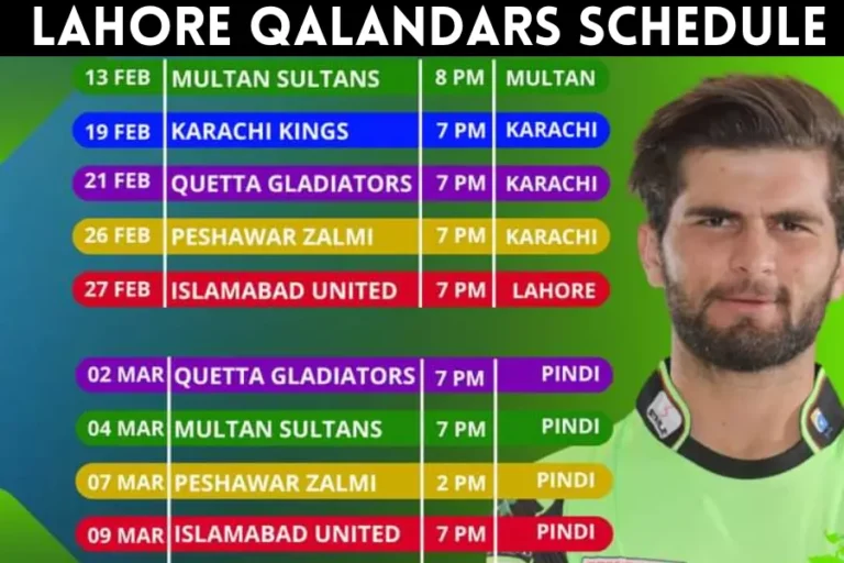 Lahore Qalandars Schedule 2023 – LQ Fixture for HBL PSL 8