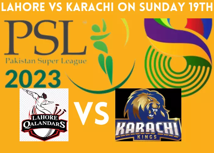 Lahore vs Karachi on sunday 19th