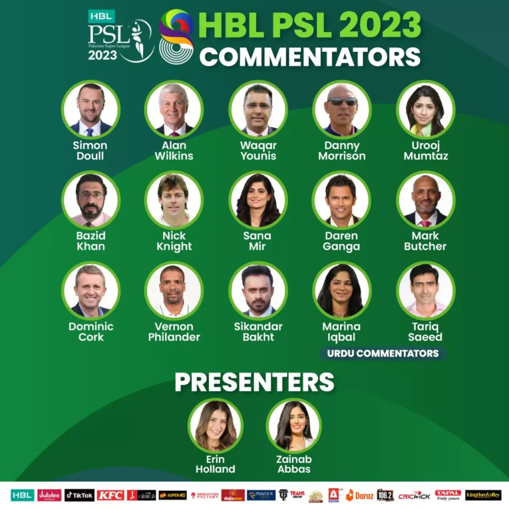 List of Commentators in PSL 2023