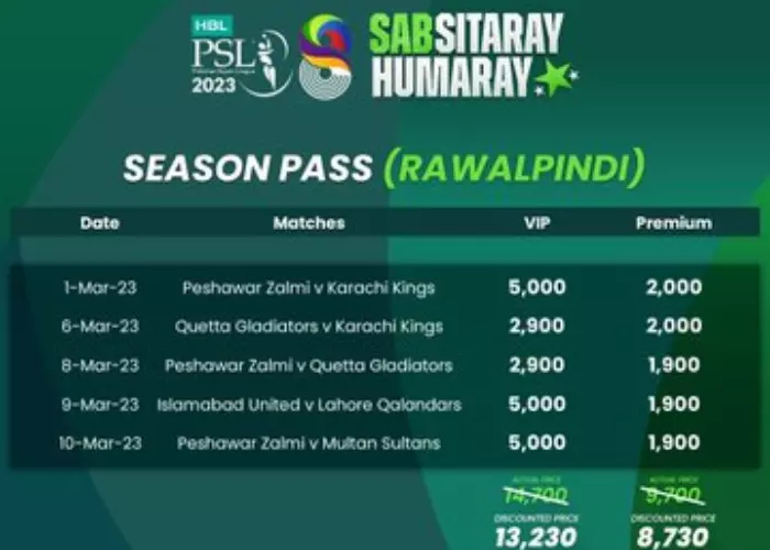 PSL 8 ticket prices for Pindi stadium