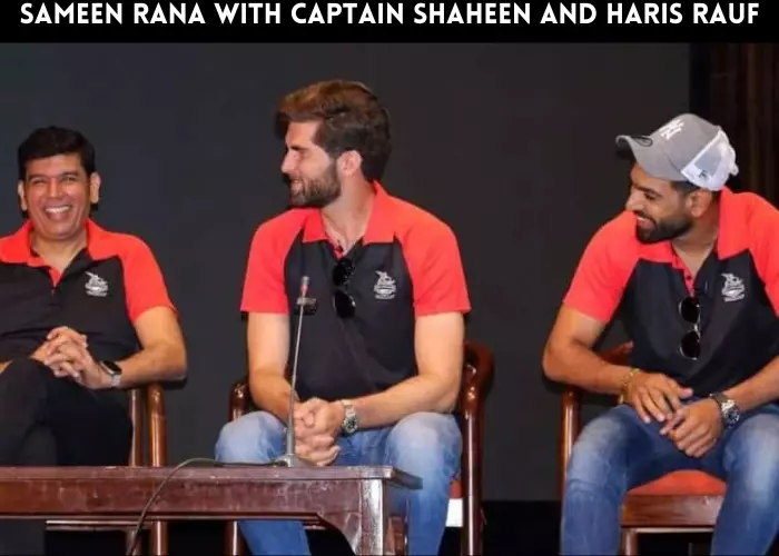 Sameen Rana with Captain Shaheen Shah and Haris Rauf